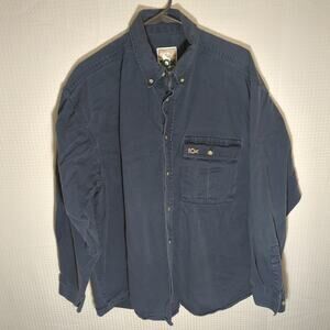 10X XL Western Shirt Navy Blue Cotton Button Down Men Long Sleeve Workwear USA